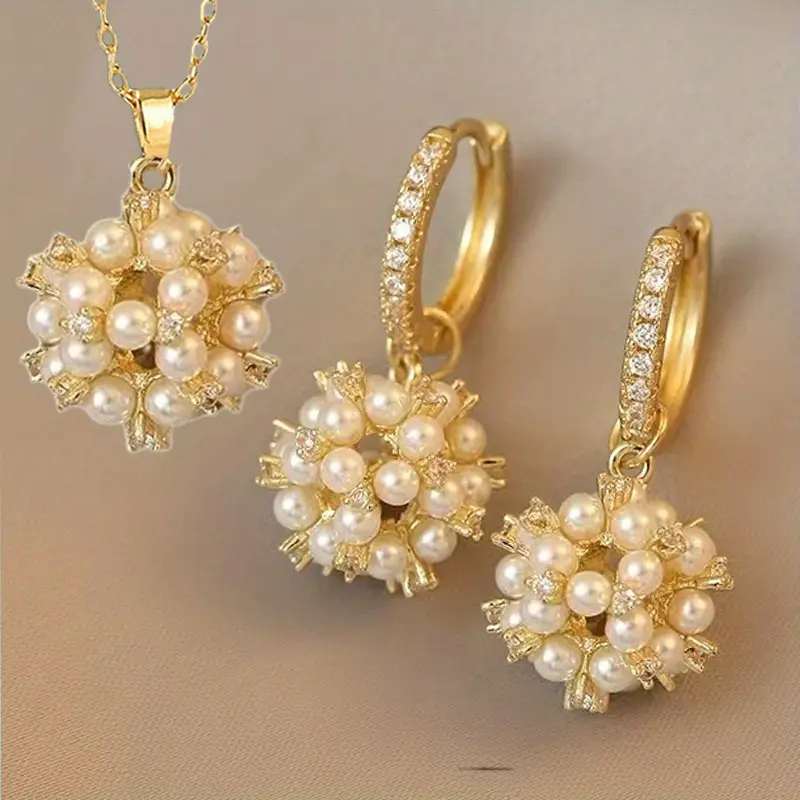 elegant simulated pearl jewelry set – necklace & pendant earrings for women | anniversary, wedding, birthday & valentine’s day gift elegant simulated pearl jewelry set – necklace & pendant earrings for women | anniversary, wedding, birthday & valentine’s day gift