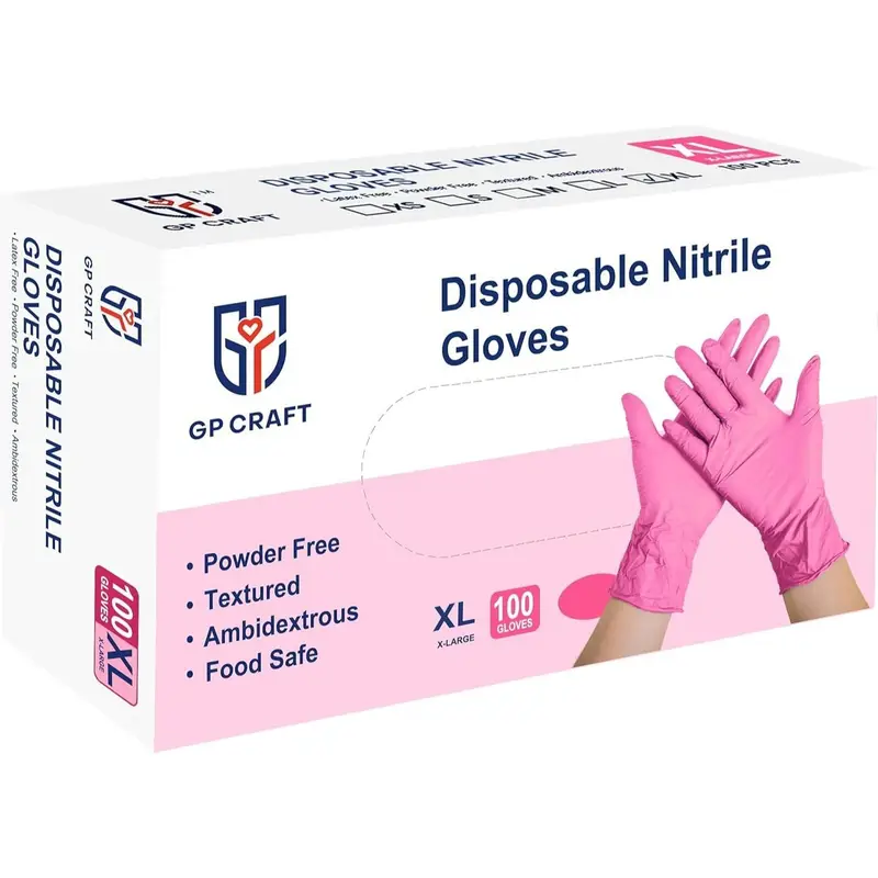 pink nitrile disposable gloves – latex free, powder free, food safe gloves for cooking, cleaning, beauty, medical & household use | 100 count box pink nitrile disposable gloves – latex free, powder free, food safe gloves for cooking, cleaning, beauty, medical & household use | 100 count box