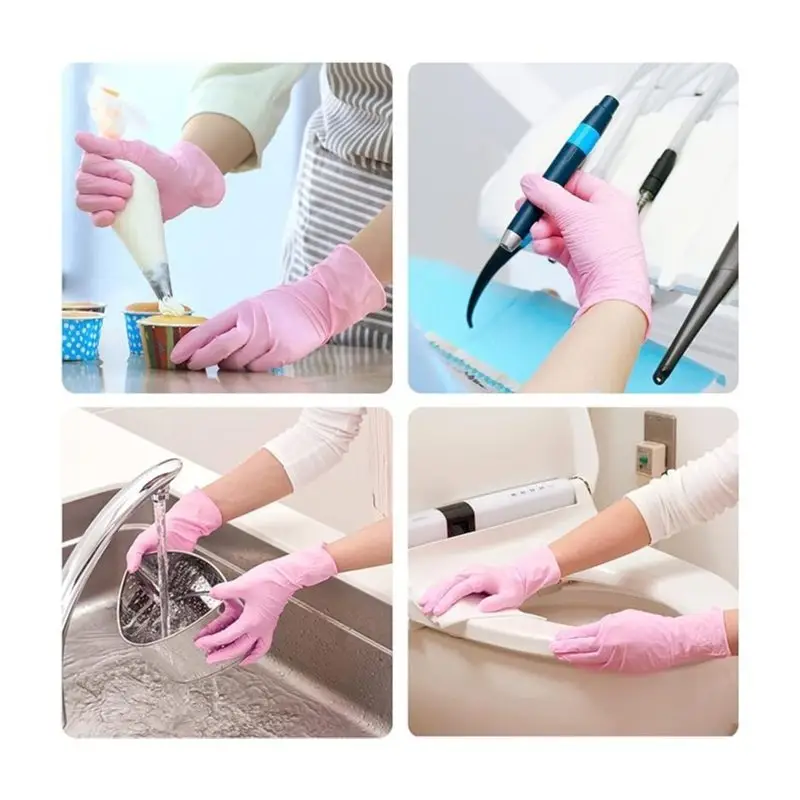 pink nitrile disposable gloves – latex free, powder free, food safe gloves for cooking, cleaning, beauty, medical & household use | 100 count box pink nitrile disposable gloves – latex free, powder free, food safe gloves for cooking, cleaning, beauty, medical & household use | 100 count box