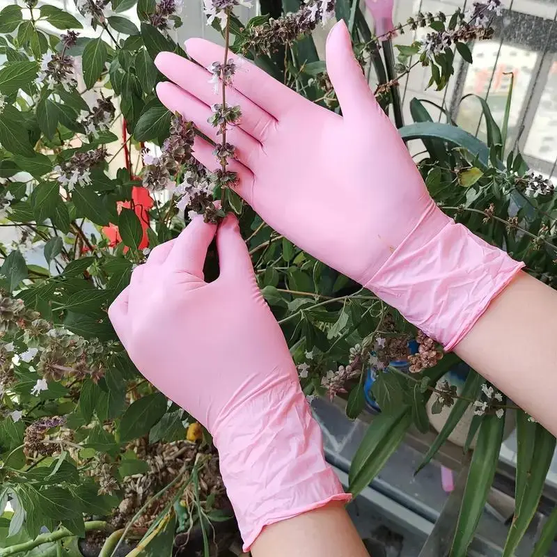 pink nitrile disposable gloves – latex free, powder free, food safe gloves for cooking, cleaning, beauty, medical & household use | 100 count box pink nitrile disposable gloves – latex free, powder free, food safe gloves for cooking, cleaning, beauty, medical & household use | 100 count box